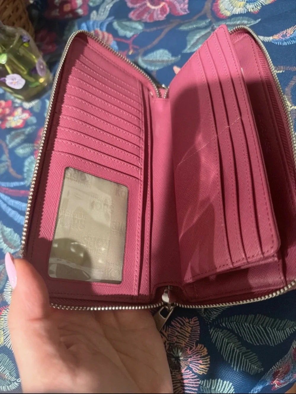 Pink Two-Tone Zip Wallet Wristlet